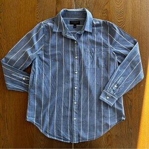 Banana Republic Blue Striped Boyfriend Fit Shirt